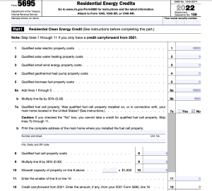 Form of Federal Solar Tax Credit of Solar Panel