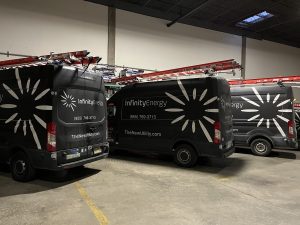 Infinity Energy a solar panel installation company vehicles